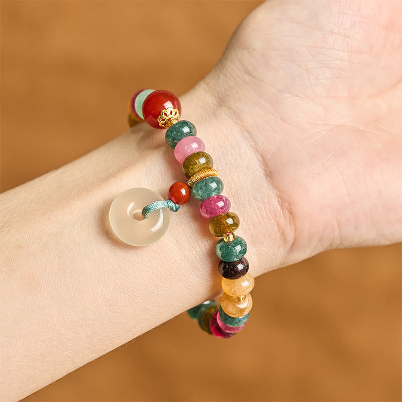 Buddha Stones Peace Buckle Tourmaline Chalcedony Love Bracelet - Fortune Jewel
