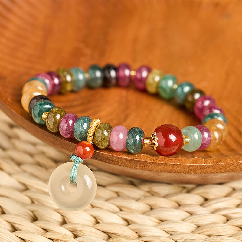 Buddha Stones Peace Buckle Tourmaline Chalcedony Love Bracelet - Fortune Jewel