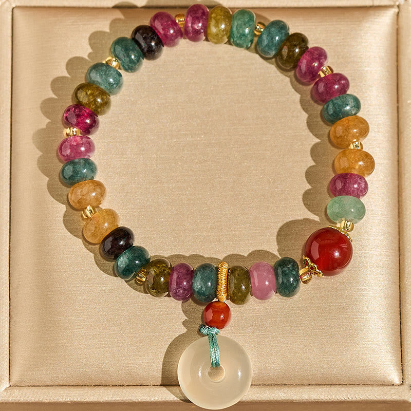 Buddha Stones Peace Buckle Tourmaline Chalcedony Love Bracelet - Fortune Jewel
