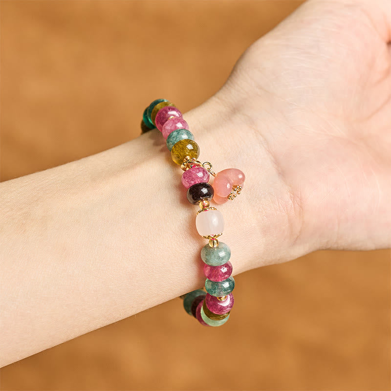 Buddha Stones Tourmaline Yanyuan Agate Peach Blossoms Love Bracelet - Fortune Jewel