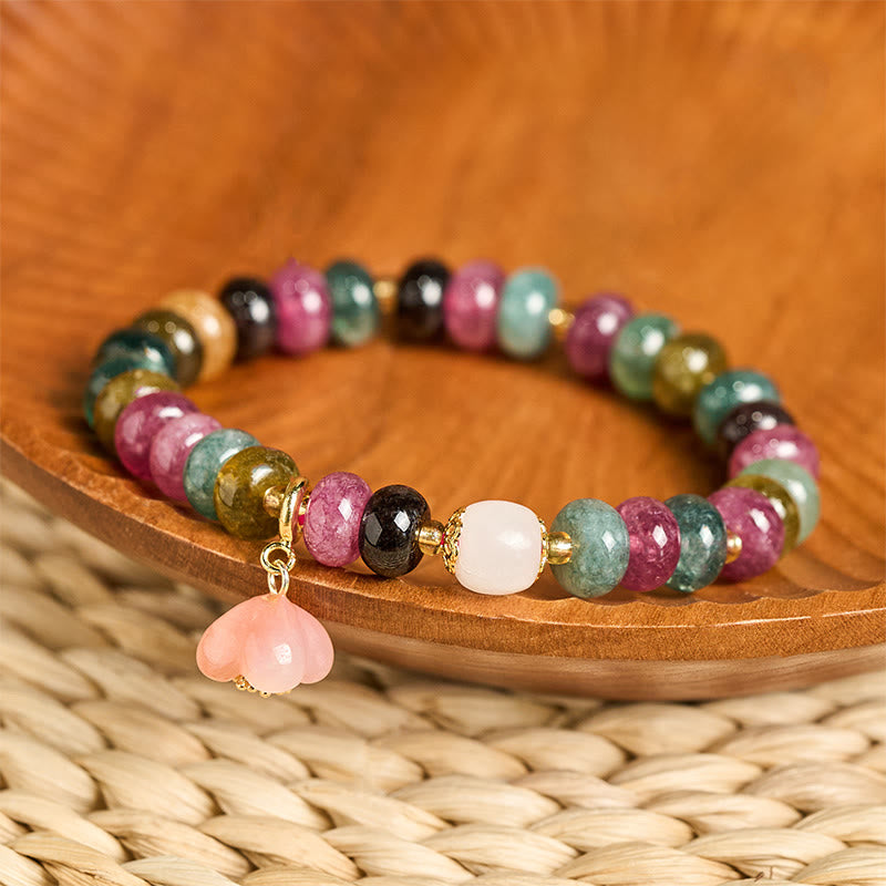 Buddha Stones Tourmaline Yanyuan Agate Peach Blossoms Love Bracelet - Fortune Jewel
