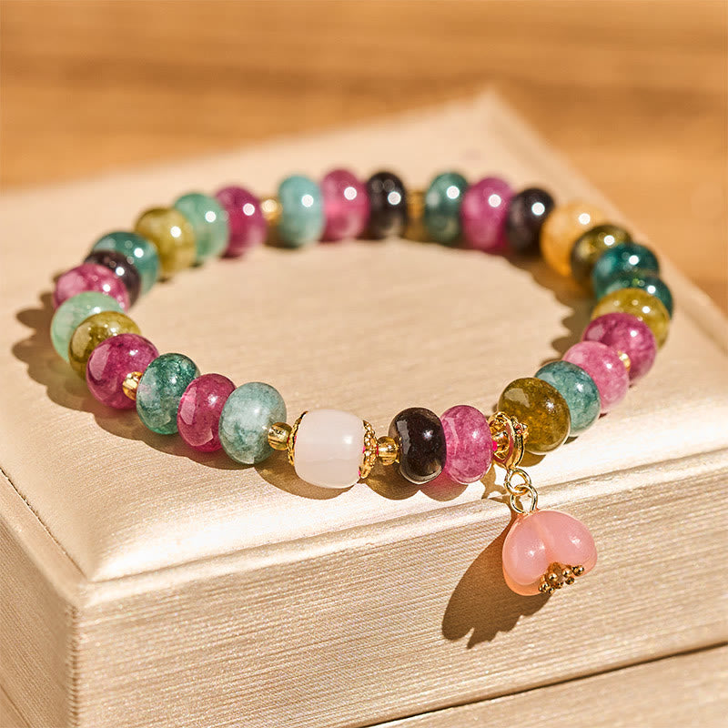 Buddha Stones Tourmaline Yanyuan Agate Peach Blossoms Love Bracelet - Fortune Jewel