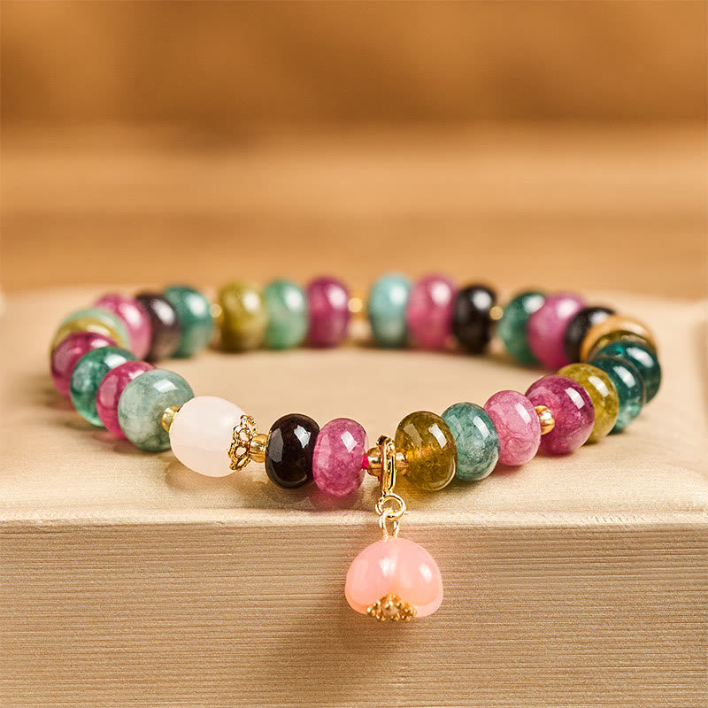 Buddha Stones Tourmaline Yanyuan Agate Peach Blossoms Love Bracelet - Fortune Jewel