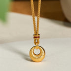 Fortune Jewel "Wishing You Lasting Peace" 24k Gold Plated Copper Peace Buckle Necklace Includes Gift Message Card - Fortune Jewel