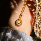 Fortune Jewel 24k Gold Plated Copper Peace Buckle Texture Wealth Necklace Pendant - Fortune Jewel