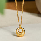 Fortune Jewel 24k Gold Plated Copper Peace Buckle Texture Wealth Necklace Pendant - Fortune Jewel