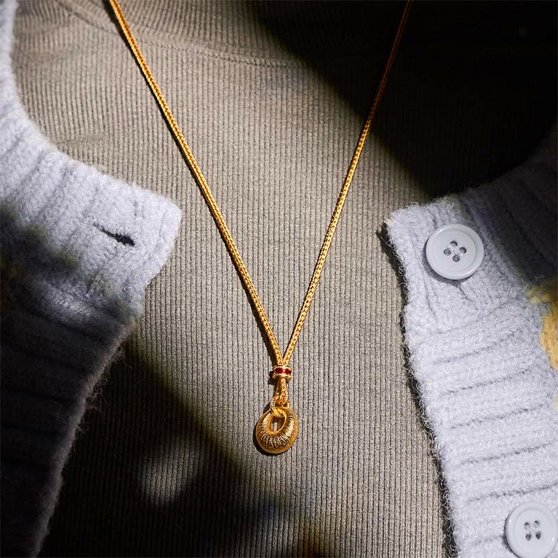Fortune Jewel "Wishing You Lasting Peace" 24k Gold Plated Copper Peace Buckle Necklace Includes Gift Message Card - Fortune Jewel
