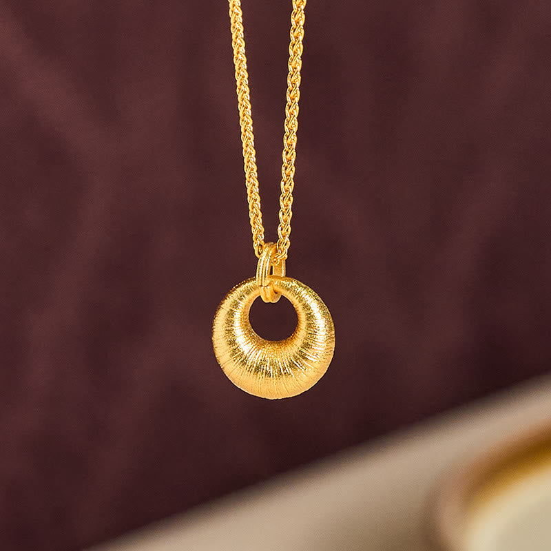 Fortune Jewel 24k Gold Plated Copper Peace Buckle Texture Wealth Necklace Pendant - Fortune Jewel