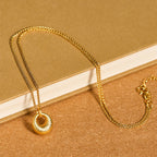 Fortune Jewel 24k Gold Plated Copper Peace Buckle Texture Wealth Necklace Pendant - Fortune Jewel