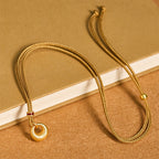 Fortune Jewel 24k Gold Plated Copper Peace Buckle Texture Wealth Necklace Pendant - Fortune Jewel