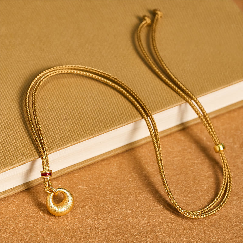 Fortune Jewel 24k Gold Plated Copper Peace Buckle Texture Wealth Necklace Pendant - Fortune Jewel