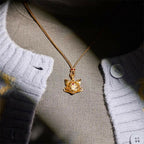 Fortune Jewel 24k Gold Plated Brass Fox Charm Texture Rope Necklace Pendant - Fortune Jewel