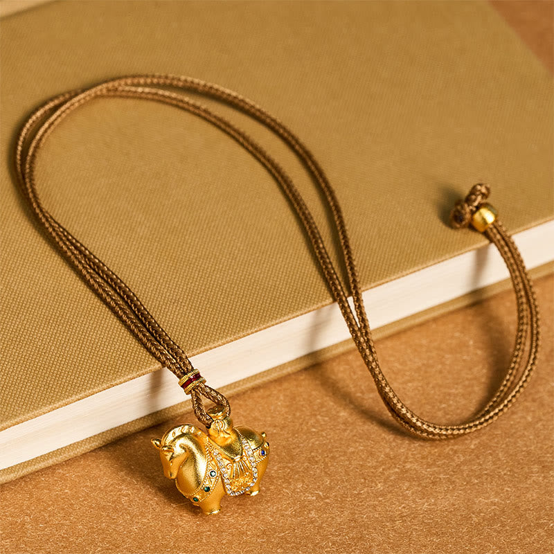 Fortune Jewel "All The Best For Fortune And Protection" Year Of The Horse 24k Gold Plated Brass Necklace Includes Gift Message Card