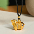 Fortune Jewel Year Of The Horse 24k Gold Plated Brass Rope Cord Necklace Pendant - Fortune Jewel