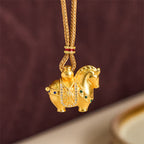 Fortune Jewel "All The Best For Fortune And Protection" Year Of The Horse 24k Gold Plated Brass Necklace Includes Gift Message Card