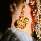Fortune Jewel "All The Best For Fortune And Protection" Year Of The Horse 24k Gold Plated Brass Necklace Includes Gift Message Card
