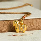 Fortune Jewel "All The Best For Fortune And Protection" Year Of The Horse 24k Gold Plated Brass Necklace Includes Gift Message Card