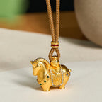 Fortune Jewel "All The Best For Fortune And Protection" Year Of The Horse 24k Gold Plated Brass Necklace Includes Gift Message Card