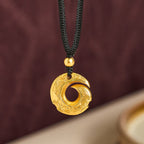Fortune Jewel 24k Gold Plated Brass Peace Buckle Black Rope Auspicious Necklace Pendant - Fortune Jewel
