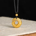 Fortune Jewel 24k Gold Plated Brass Peace Buckle Black Rope Auspicious Necklace Pendant - Fortune Jewel