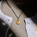 Fortune Jewel 24k Gold Plated Brass Peace Buckle Black Rope Auspicious Necklace Pendant - Fortune Jewel