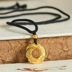 Fortune Jewel 24k Gold Plated Brass Peace Buckle Black Rope Auspicious Necklace Pendant - Fortune Jewel