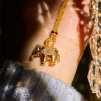 Fortune Jewel 24k Gold Plated Brass Elephant Charm Strength Rope Necklace Pendant - Fortune Jewel