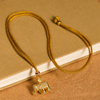 Fortune Jewel 24k Gold Plated Brass Elephant Charm Strength Rope Necklace Pendant - Fortune Jewel