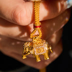 Fortune Jewel 24k Gold Plated Brass Elephant Charm Strength Rope Necklace Pendant - Fortune Jewel