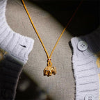 Fortune Jewel 24k Gold Plated Brass Elephant Charm Strength Rope Necklace Pendant - Fortune Jewel