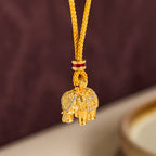 Fortune Jewel 24k Gold Plated Brass Elephant Charm Strength Rope Necklace Pendant - Fortune Jewel