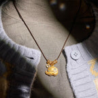 Fortune Jewel Elephant Symbol 24k Gold Plated Brass Strength Rope Necklace Pendant - Fortune Jewel