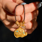 Fortune Jewel Elephant Symbol 24k Gold Plated Brass Strength Rope Necklace Pendant - Fortune Jewel