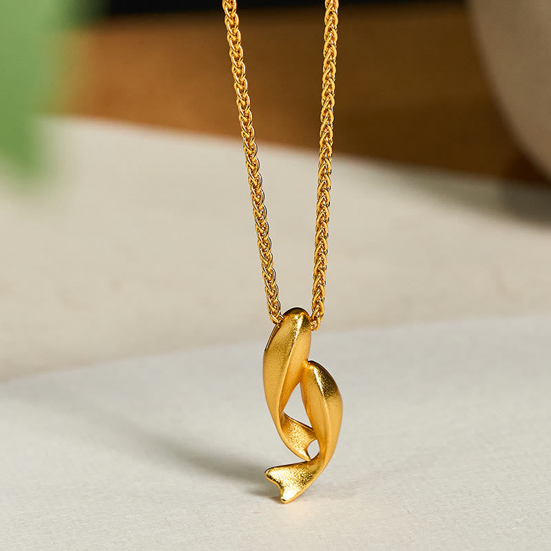 Fortune Jewel Double Koi Fish 24k Gold Plated Brass Chain Wealth Necklace Pendant - Fortune Jewel