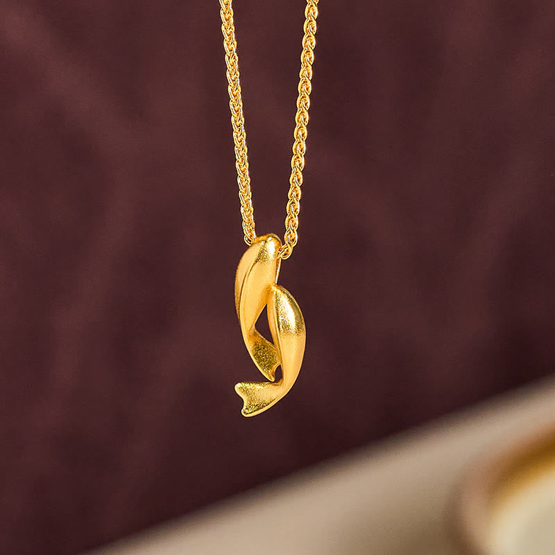 Fortune Jewel Double Koi Fish 24k Gold Plated Brass Chain Wealth Necklace Pendant - Fortune Jewel