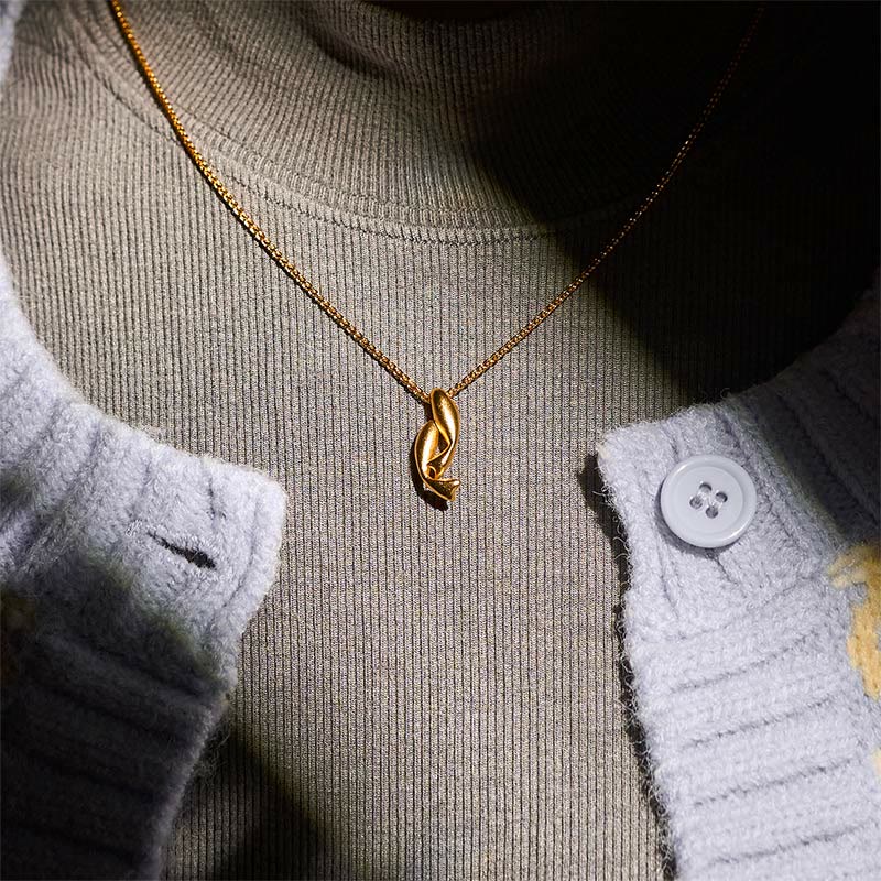 Fortune Jewel Double Koi Fish 24k Gold Plated Brass Chain Wealth Necklace Pendant - Fortune Jewel