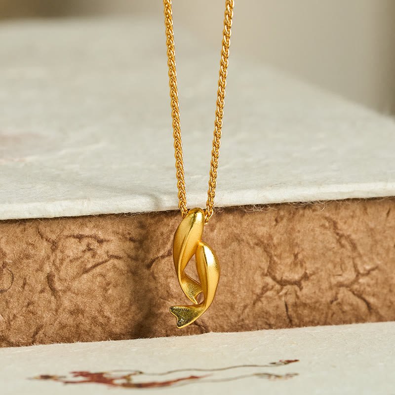 Fortune Jewel Double Koi Fish 24k Gold Plated Brass Chain Wealth Necklace Pendant - Fortune Jewel