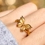 Fortune Jewel 24k Gold Plated Brass Butterfly Symbol Adjustable Love Ring - Fortune Jewel
