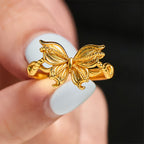 Fortune Jewel 24k Gold Plated Brass Butterfly Symbol Adjustable Love Ring - Fortune Jewel