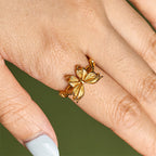 Fortune Jewel 24k Gold Plated Brass Butterfly Symbol Adjustable Love Ring - Fortune Jewel