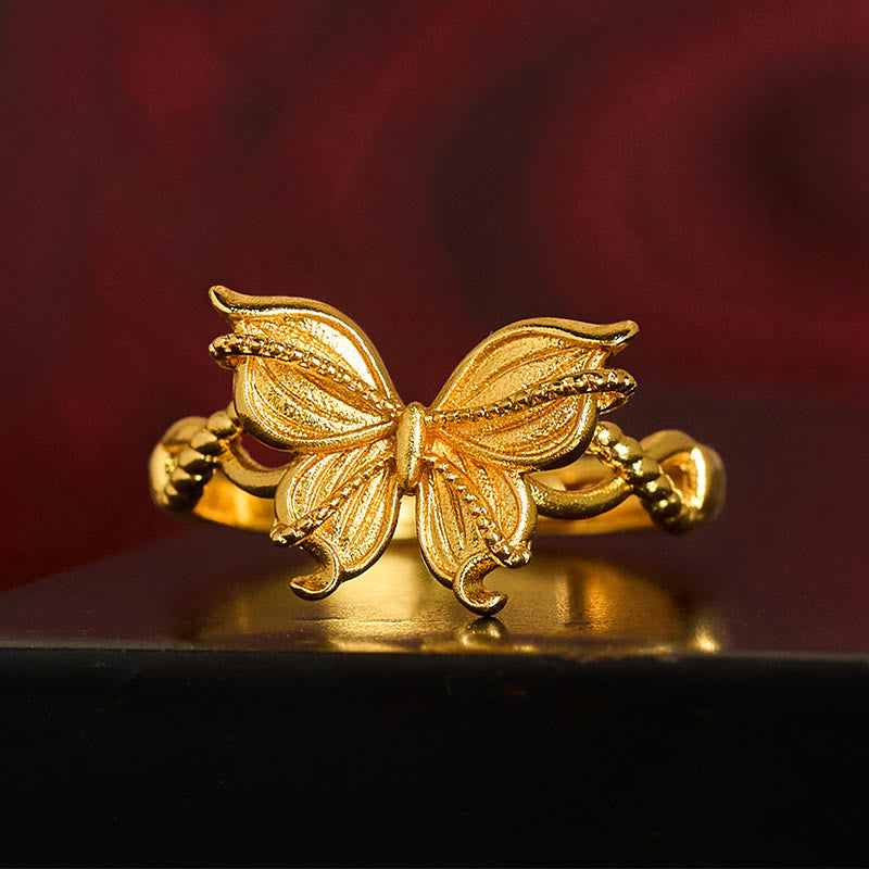 Fortune Jewel 24k Gold Plated Brass Butterfly Symbol Adjustable Love Ring - Fortune Jewel