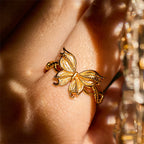 Fortune Jewel 24k Gold Plated Brass Butterfly Symbol Adjustable Love Ring - Fortune Jewel