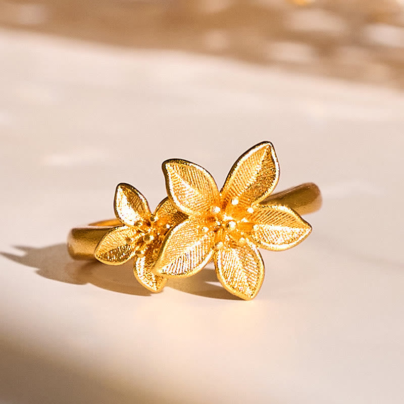 Fortune Jewel Lilac Flower Adjustable 24k Gold Plated Copper Brass Ring - Fortune Jewel
