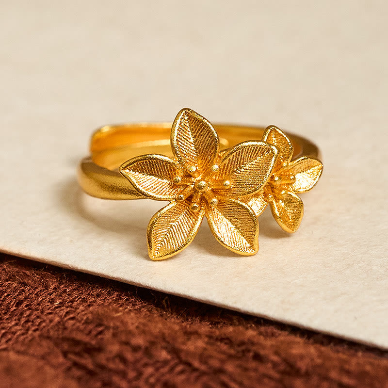 Fortune Jewel Lilac Flower Adjustable 24k Gold Plated Copper Brass Ring - Fortune Jewel