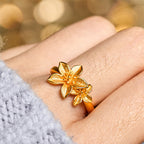 Fortune Jewel Lilac Flower Adjustable 24k Gold Plated Copper Brass Ring - Fortune Jewel