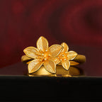 Fortune Jewel Lilac Flower Adjustable 24k Gold Plated Copper Brass Ring - Fortune Jewel