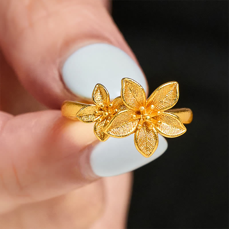 Fortune Jewel Lilac Flower Adjustable 24k Gold Plated Copper Brass Ring - Fortune Jewel