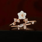 Fortune Jewel White Flower Design Adjustable Healing Copper Ring - Fortune Jewel