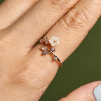 Fortune Jewel White Flower Design Adjustable Healing Copper Ring - Fortune Jewel
