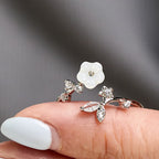 Fortune Jewel White Flower Design Adjustable Healing Copper Ring - Fortune Jewel